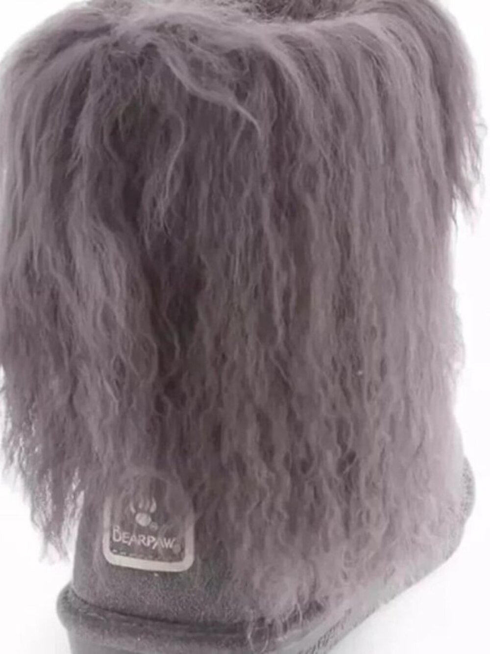 Bearpaw Boo Gray Shearling Wool Curly Lamb Fur Boho Sherpa Boots Women's 6 NEW - Picture 7 of 8